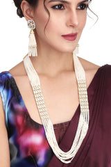 Beads & kundan long necklace set with Earring