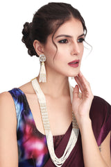 Beads & kundan long necklace set with Earring