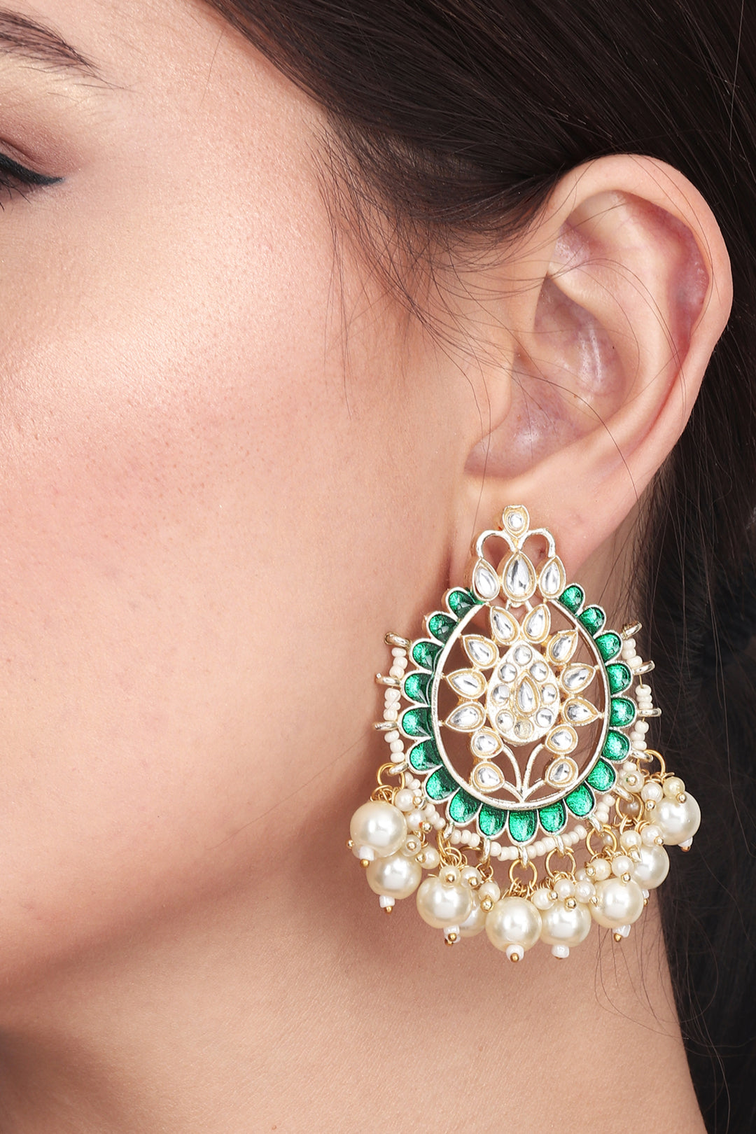 Meenakari Earring & Maangtika Set with Kundan