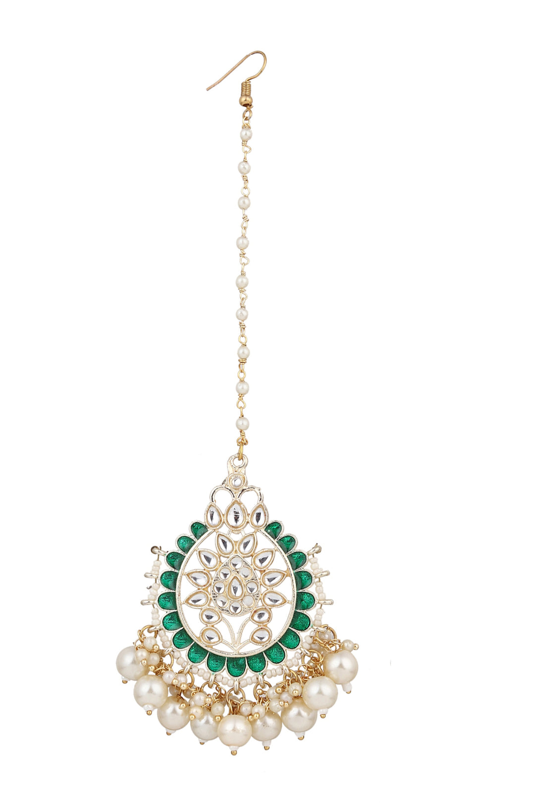Meenakari Earring & Maangtika Set with Kundan