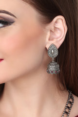 Silver Oxydised finish long Necklace & Earring Set
