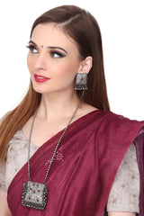Silver Oxydised finish Necklace & Earring Set