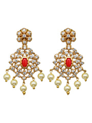 Kemp Gold Plated Choker & Earring set with Multi coloured stone.