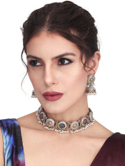 Dual tone choker set with Jhumka