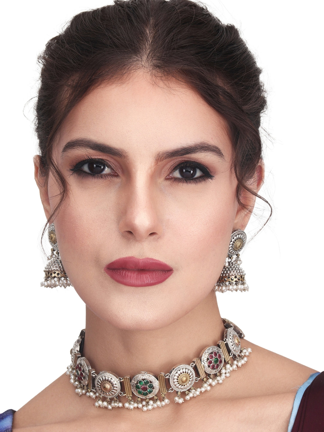Dual tone choker set with Jhumka