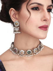 Dual tone choker set with Jhumka