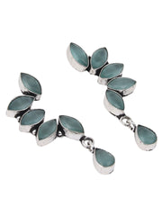 Silver Oxidised finish Sage Green Monalisa stone drop earring