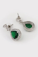 CZ Necklace with Pendant & Drop Earring Set in Green