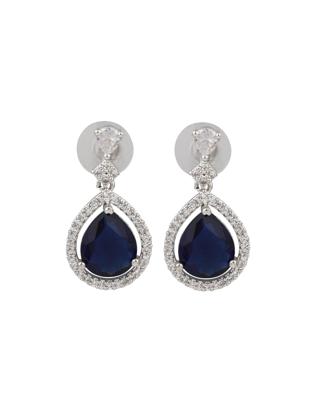 CZ Necklace with Pendant & Drop Earring Set in pnk