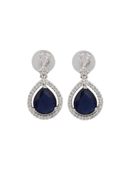 CZ Necklace with Pendant & Drop Earring Set in Blue