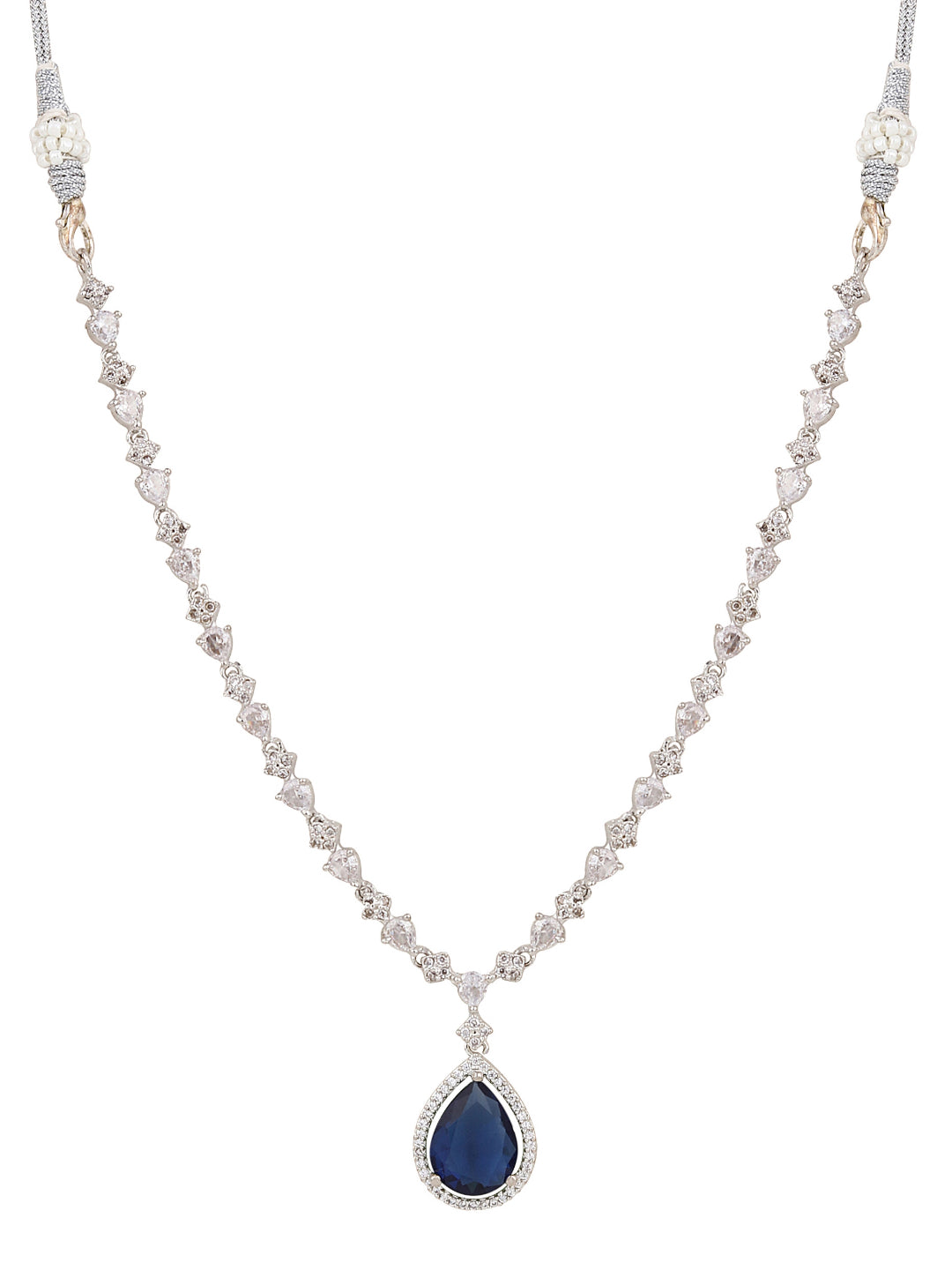 CZ Necklace with Pendant & Drop Earring Set in pnk