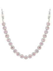 CZ stone delicate choker & earring set in Pink