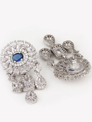 CZ Necklace with Pendant & Drop Earring Set Blue