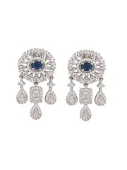 CZ Necklace with Pendant & Drop Earring Set Blue