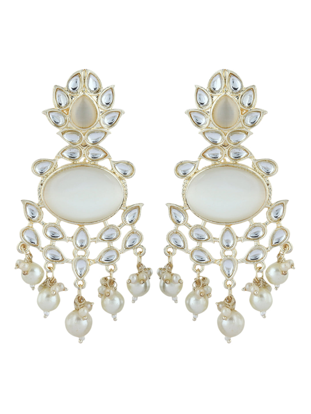 Gold plated kundan drop earring