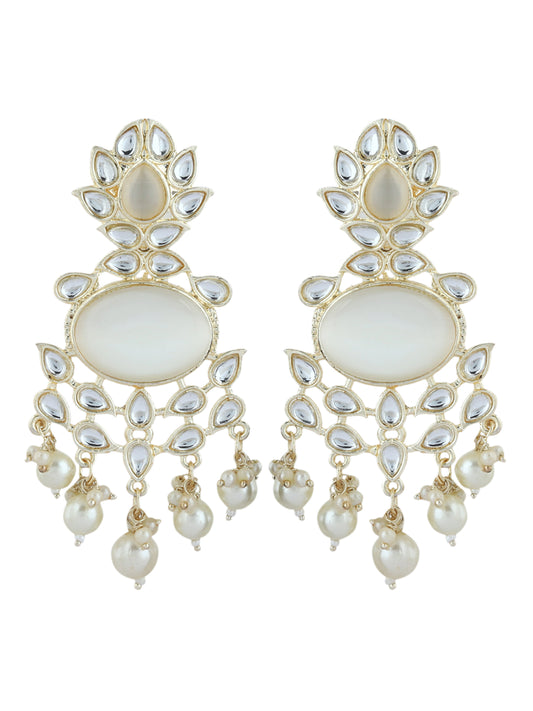 Gold plated kundan drop earring