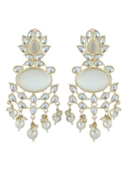Gold plated kundan drop earring