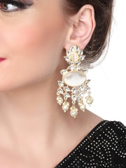 Gold plated kundan drop earring