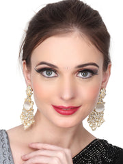 Gold plated kundan drop earring