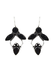 Silver Oxydised finish Drop Earring with glass stone