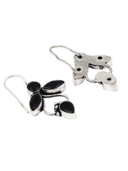 Silver Oxydised finish Drop Earring with glass stone