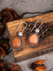 Silver Oxydised Rust drop earring