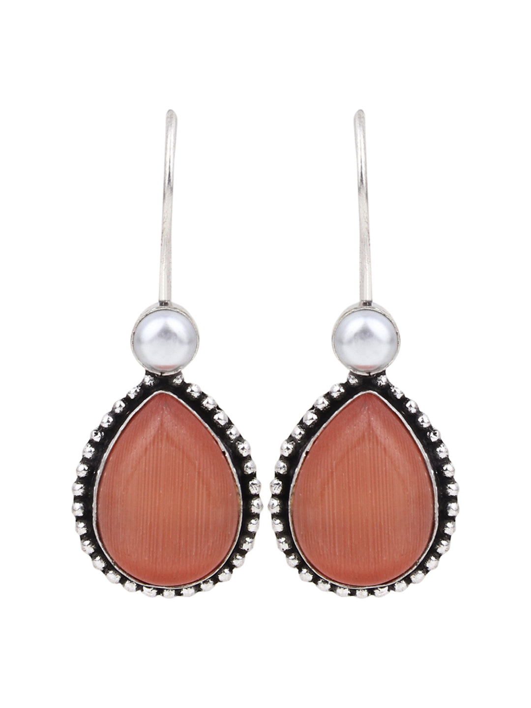 Silver Oxydised Rust drop earring