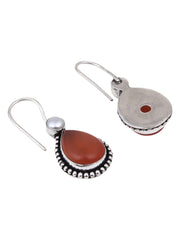Silver Oxydised Rust drop earring