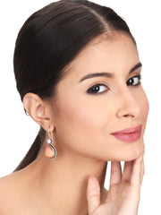 Silver Oxydised Rust drop earring