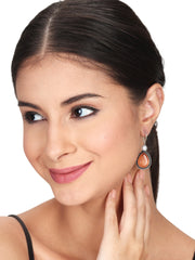 Silver Oxydised Rust drop earring
