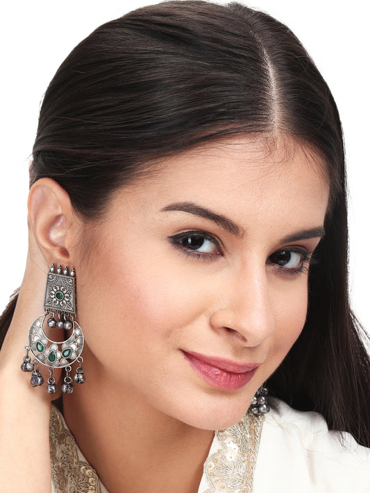 Silver Oxydised finish Chandbali