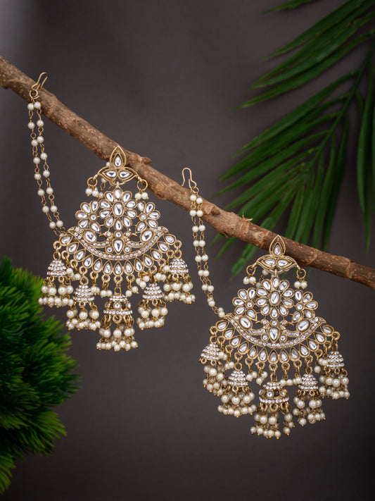 Antique gold finish kundan Chandbali