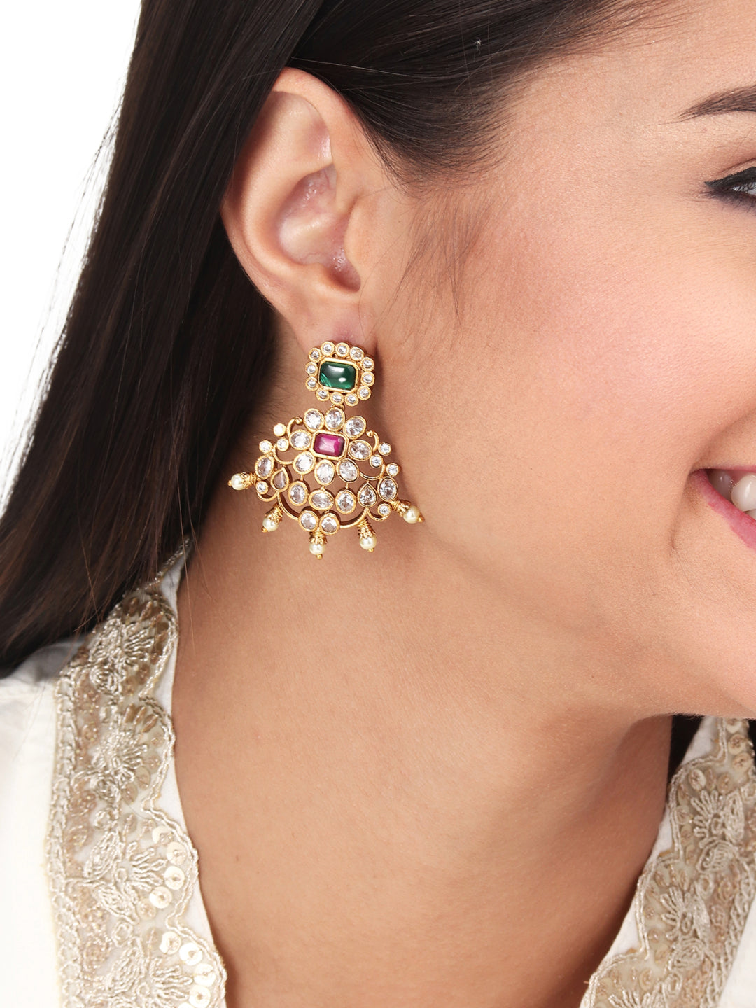 Gold finish Kemp drop earring