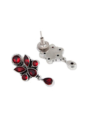 Silver Oxydised finish Studs with Red AD stones
