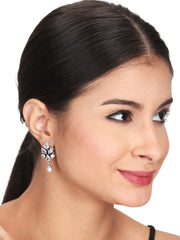 Silver Oxydised finish Studs with White AD stones