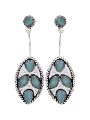 Silver Oxydised finish Leaf shaped Mint drop earring