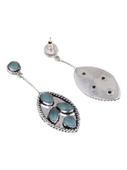 Silver Oxydised finish Leaf shaped Mint drop earring