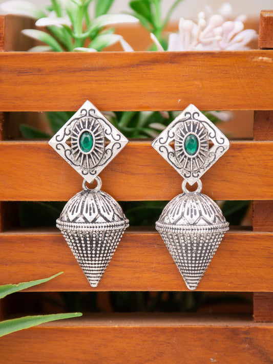 Silver Oxydised finish Drop Earrings