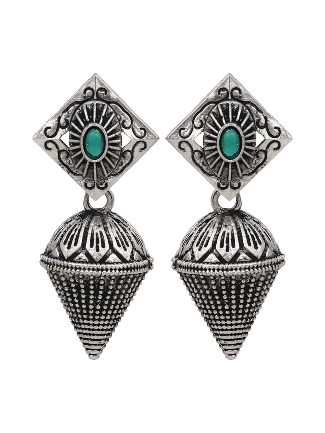 Silver Oxydised finish Drop Earrings