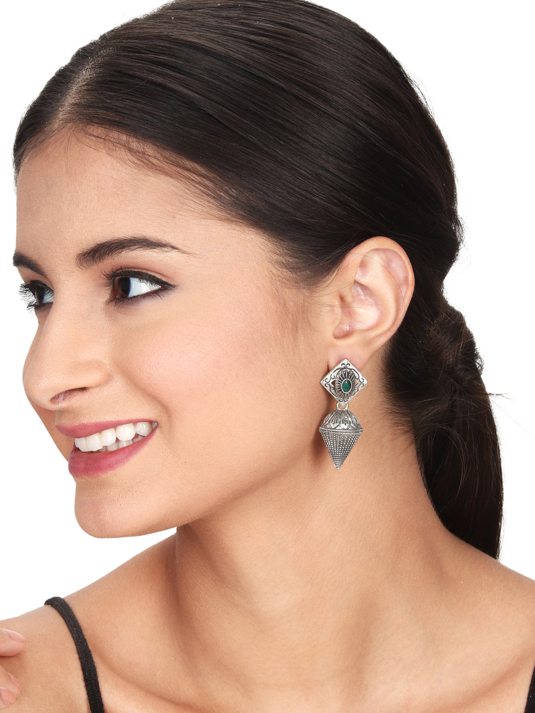Silver Oxydised finish Drop Earrings