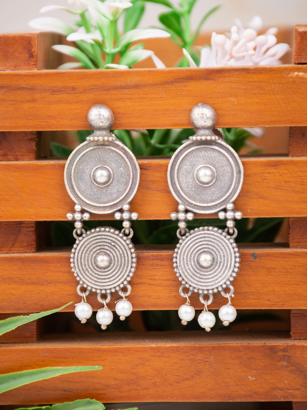 Silver Oxidised Drop Earring