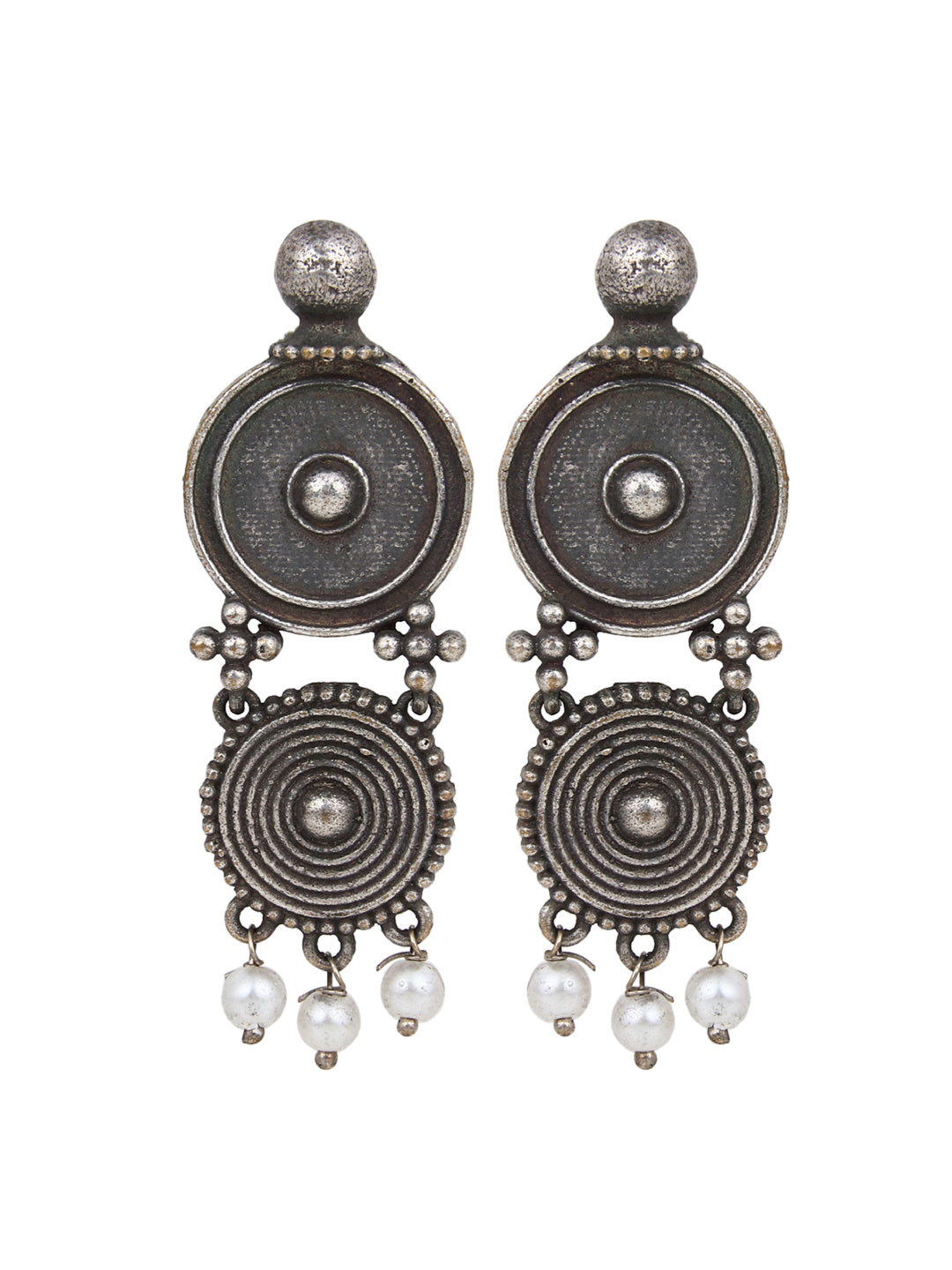 Silver Oxidised Drop Earring