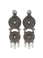 Silver Oxidised Drop Earring