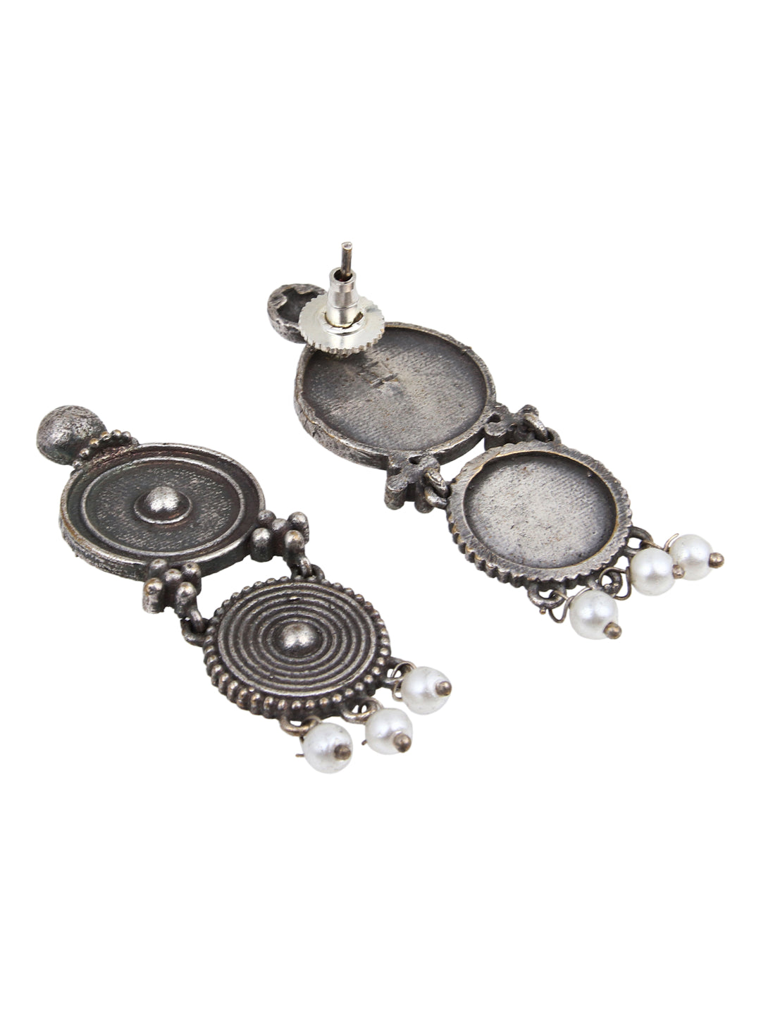 Silver Oxidised Drop Earring