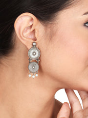 Silver Oxidised Drop Earring