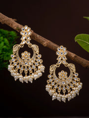 Gold plated Chandbali with kundan