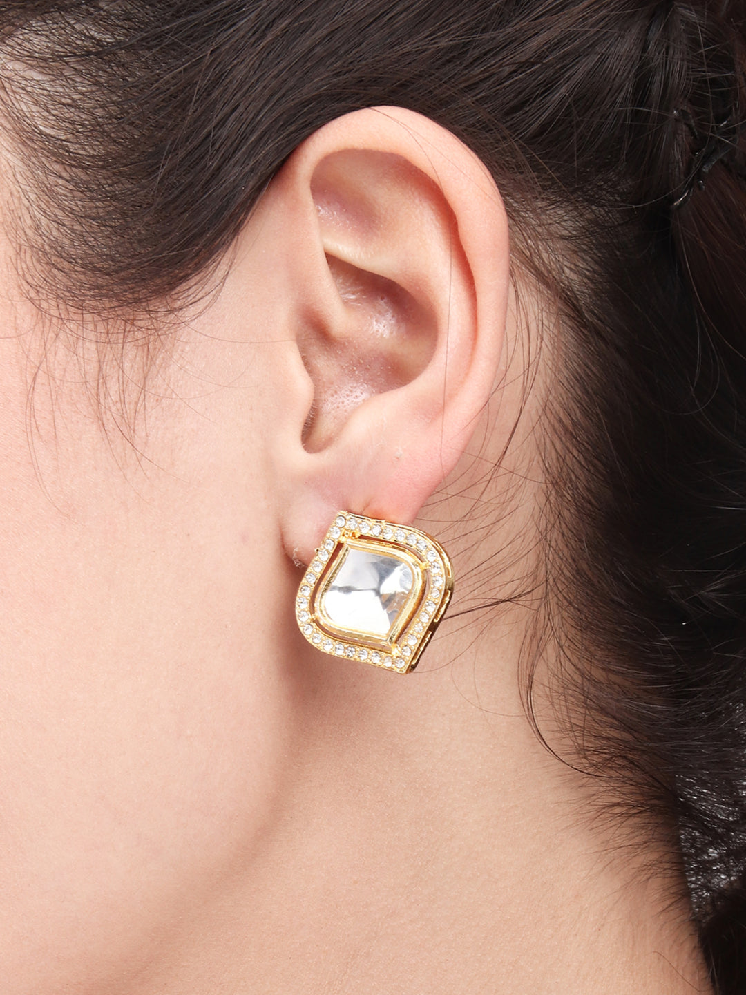 Gold plated Kundan Stud earring