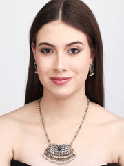 AD stone long necklace & Earring set