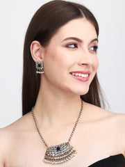 AD stone long necklace & Earring set