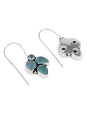 Silver Oxidised finish Mint stone work drop earring